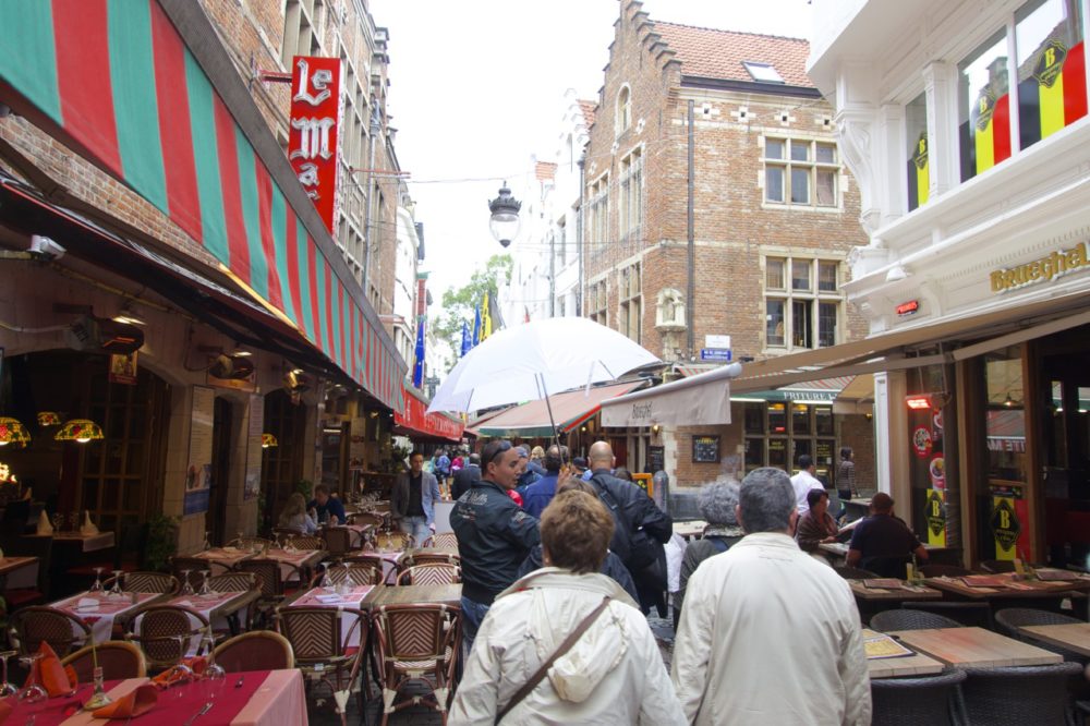 Restaurants on Rue de Bouchers | Self-Guided Walking Tour of Brussels, Belgium | Intentional Travelers
