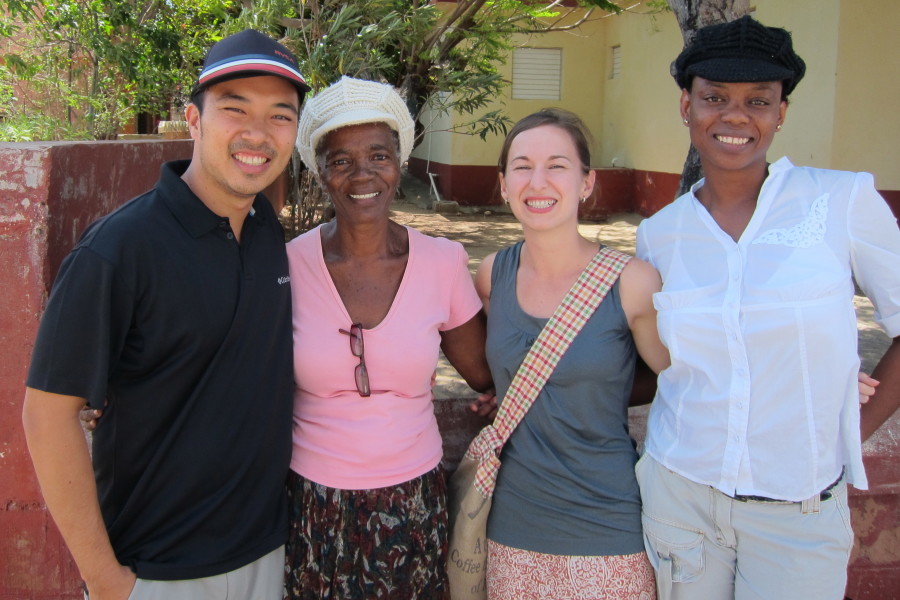 authors with two ladies in Jamaica