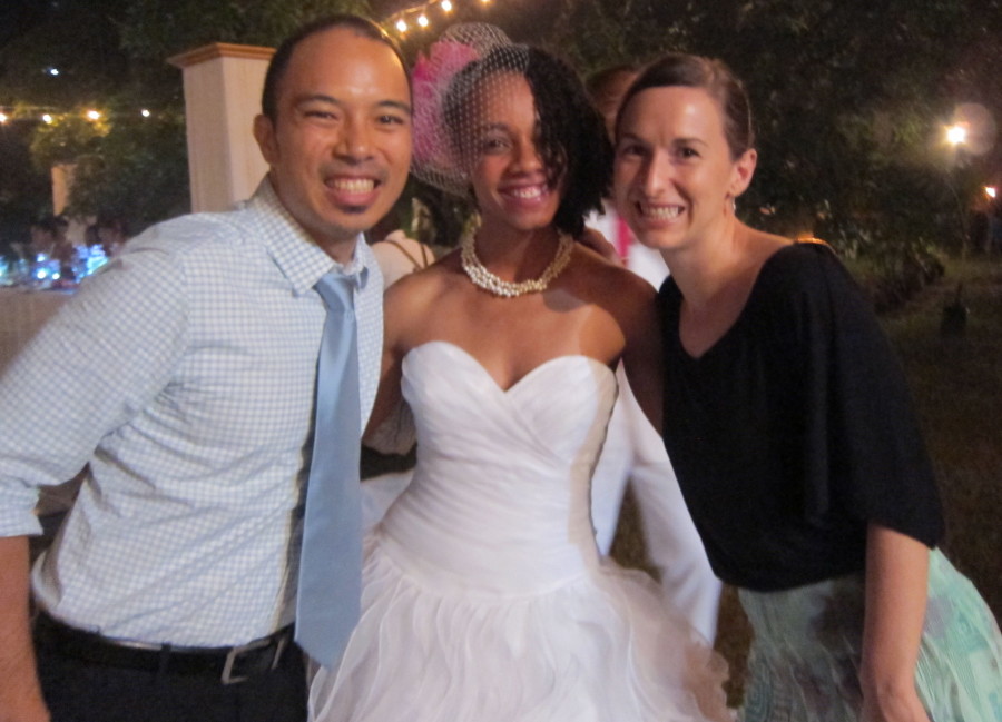 authors posing with bride to be in Jamaica