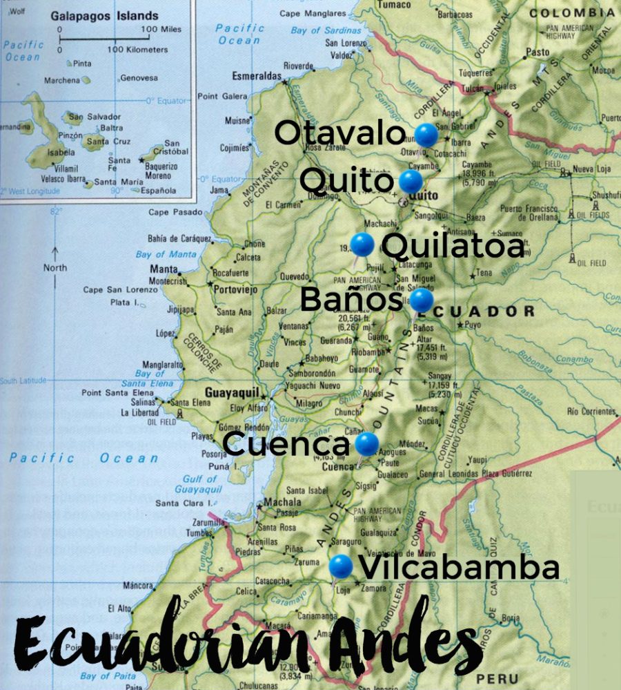 Ecuador Andes travel destination map