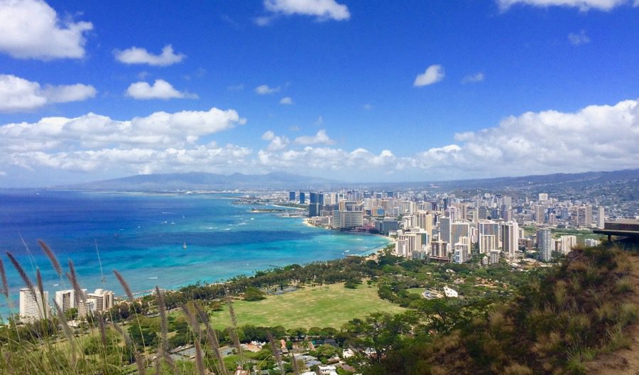 view of Honolulu from Diamond Head hike