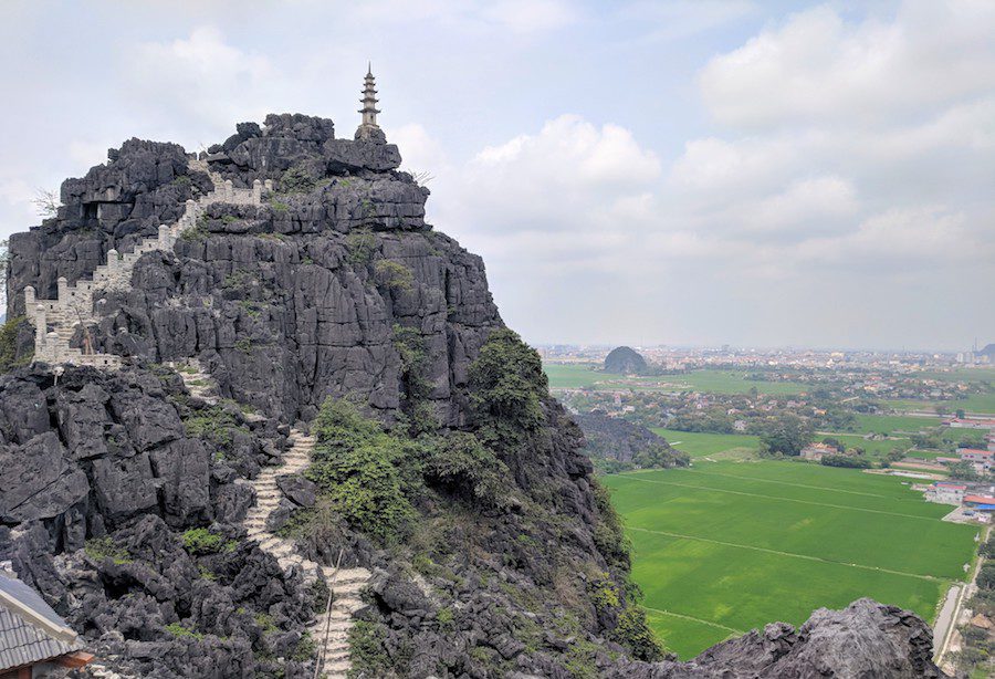 cliffside temple in Ninh Binh, bicycle routes