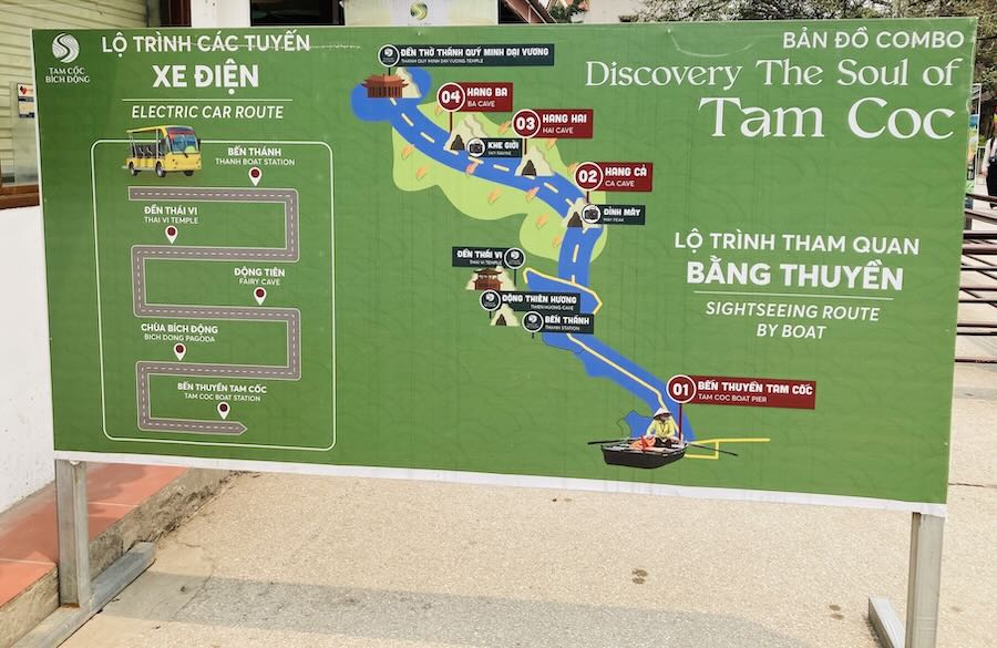 map of Tam Coc boat route