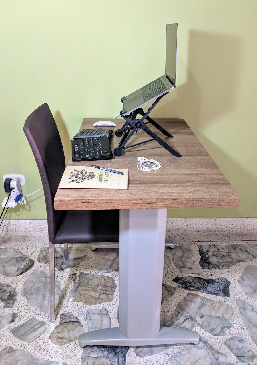 My portable ergonomic workstation setup for digital nomads | Intentional Travelers