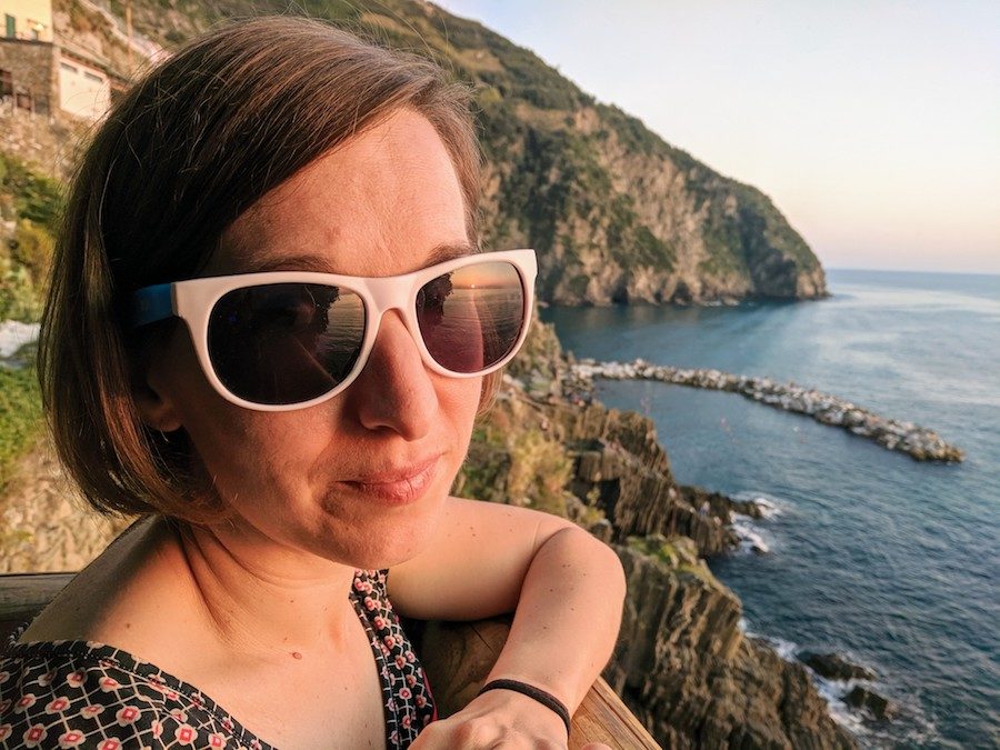 Watching the sunset in Riomaggiore, Cinque Terre