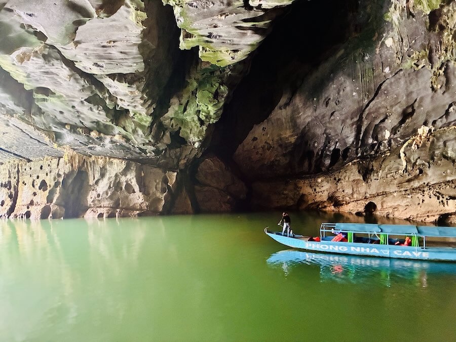 tour boat exiting Phong Nha Cave