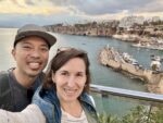 Jedd and Michelle selfie in front of Antalya marina overlook