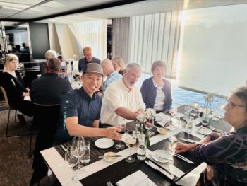 Jedd and group at dining table